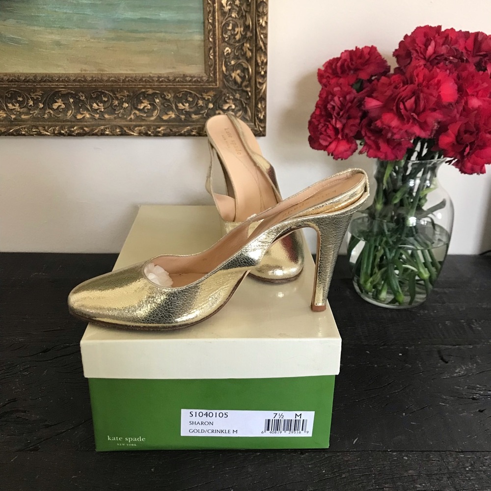 Kate Spade ‘Sharon’ Gold Slingbacks